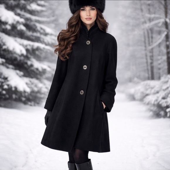 Vintage Jackets & Blazers - Vintage Elegant Black Pea Coat